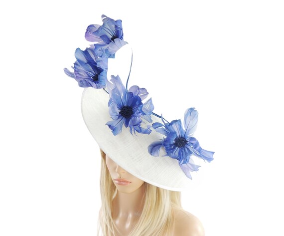 New Blue Fascinator Hat For Women Derby Tea Party Headpiece Elegant Flower Royal Blue Fascinator Hat for Women Tea Party Hat Kentucky  main image 2