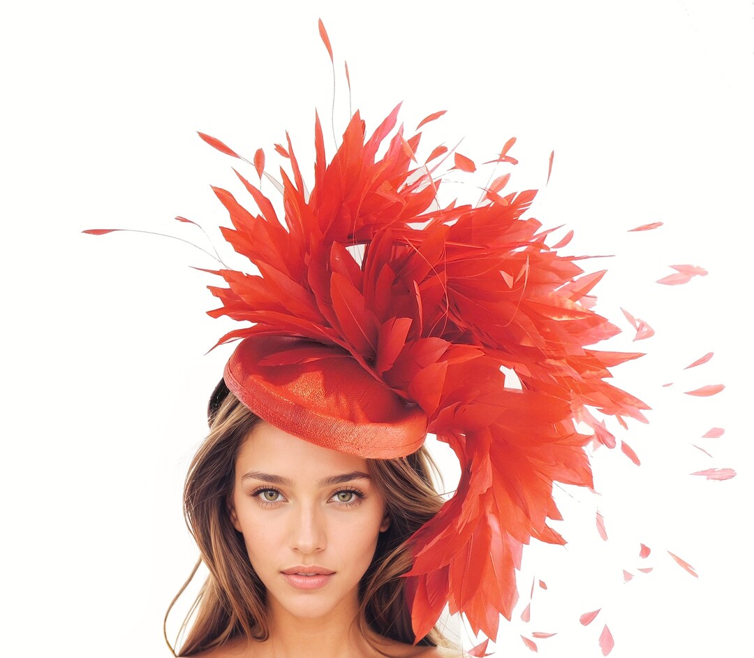 Red Abstract Race Day Fascinator Hat main image 0