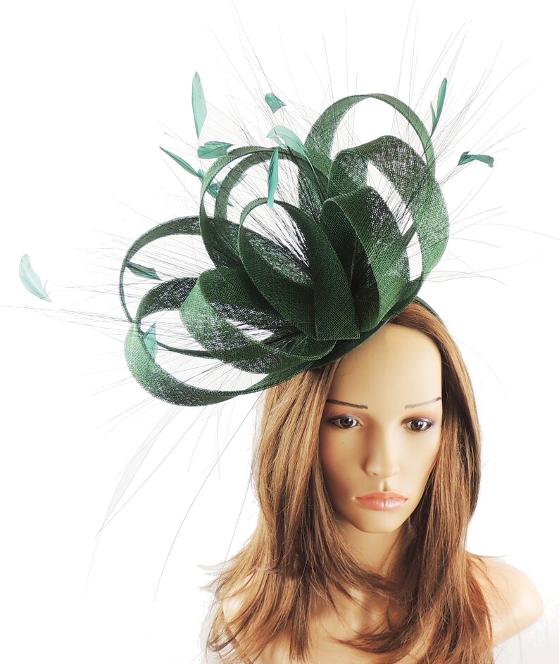 Ralitza Dark Green Forest Fascinator Hat for Races Weddings Etsy