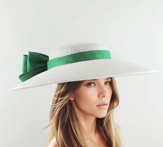White Emerald Green Statement Bow Fascinator Hatinator  display picture 1