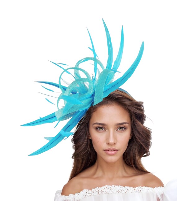 Dark Turquoise Statement Fascinator Hatinator Hat Kentucky  display picture 1