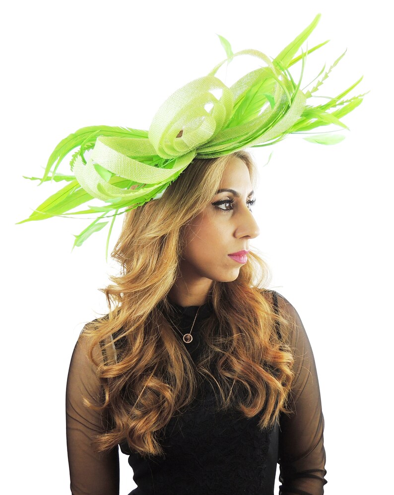 Lime Green Trifle Fascinator Hat for Weddings Occasions and Etsy