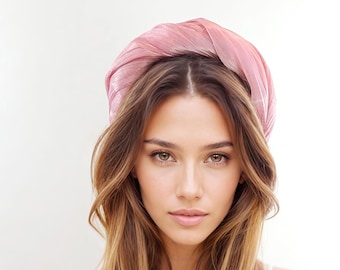 Dusky Blush Dusty Light Pink Headband for Women, Wide Puffy Alice Band, Luxury Designer Headwear, Custom Made Statement Headpiece, Wedding