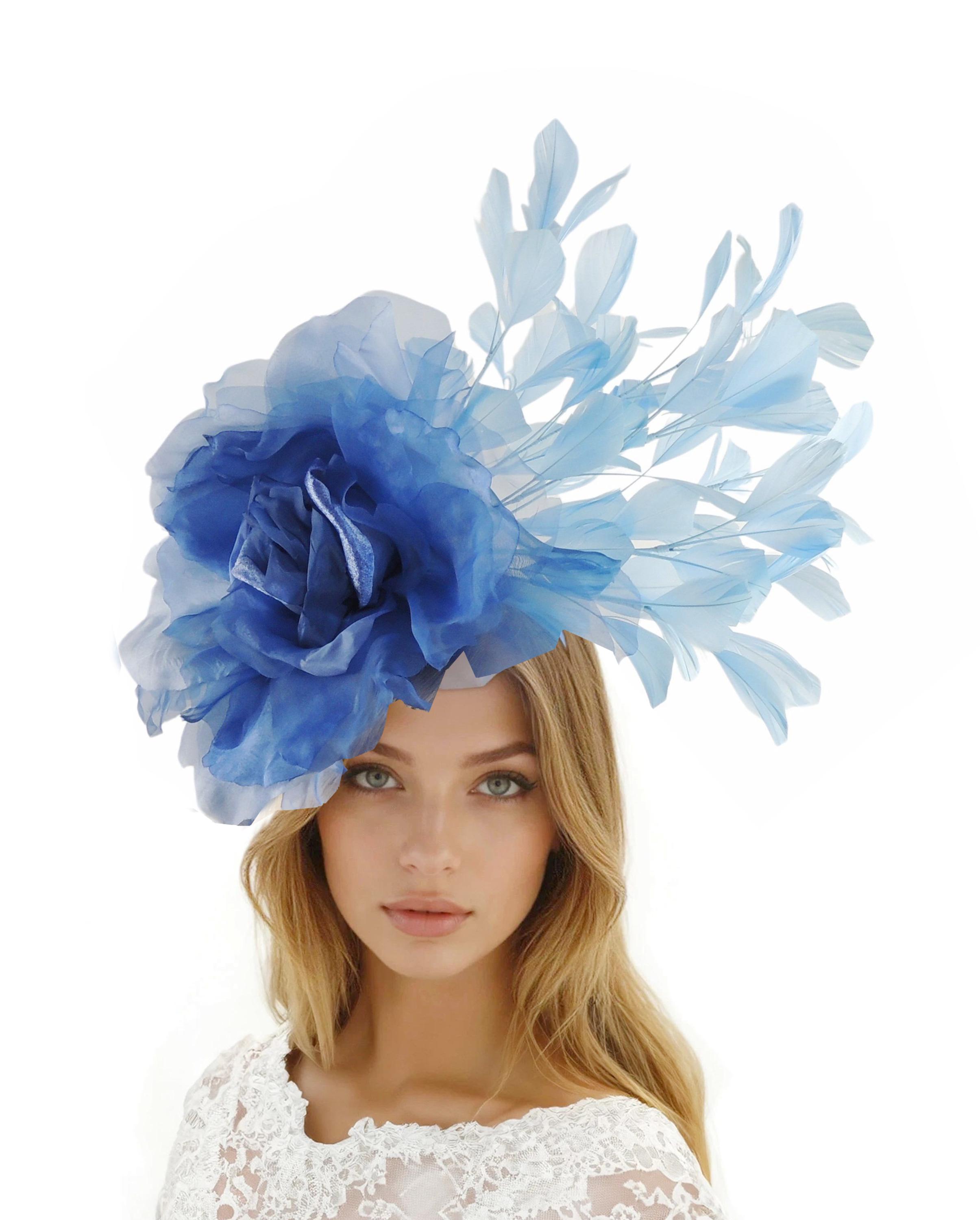 Royal Blue Ascot Fascinator,yellow Ascot Fascinator,yellow  display picture 3