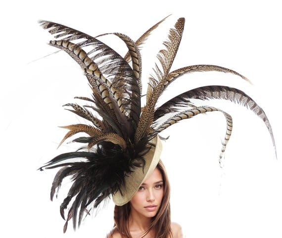 Buy Beige Brown Chocolate Gold Tan Feather Kentucky Derby 