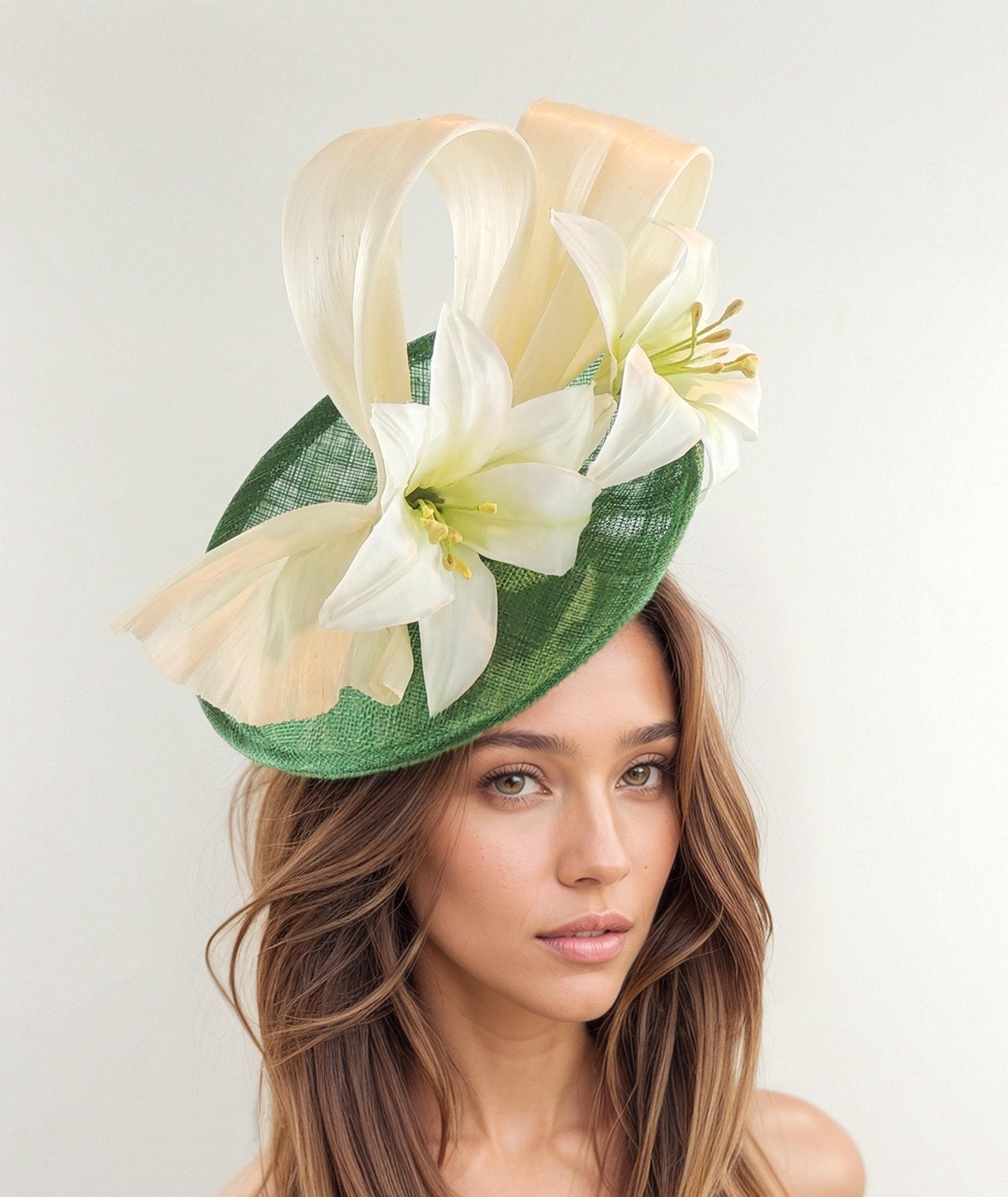 Ivory and Green Fascinator - Etsy display picture 3