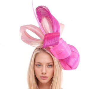 Hot Pink Baby Pink Fuchsia Womens Kentucky Derby Ascot Ladies Fascinator Hat Garden Tea Party Wedding Headband Cocktail Statement Formal Hat