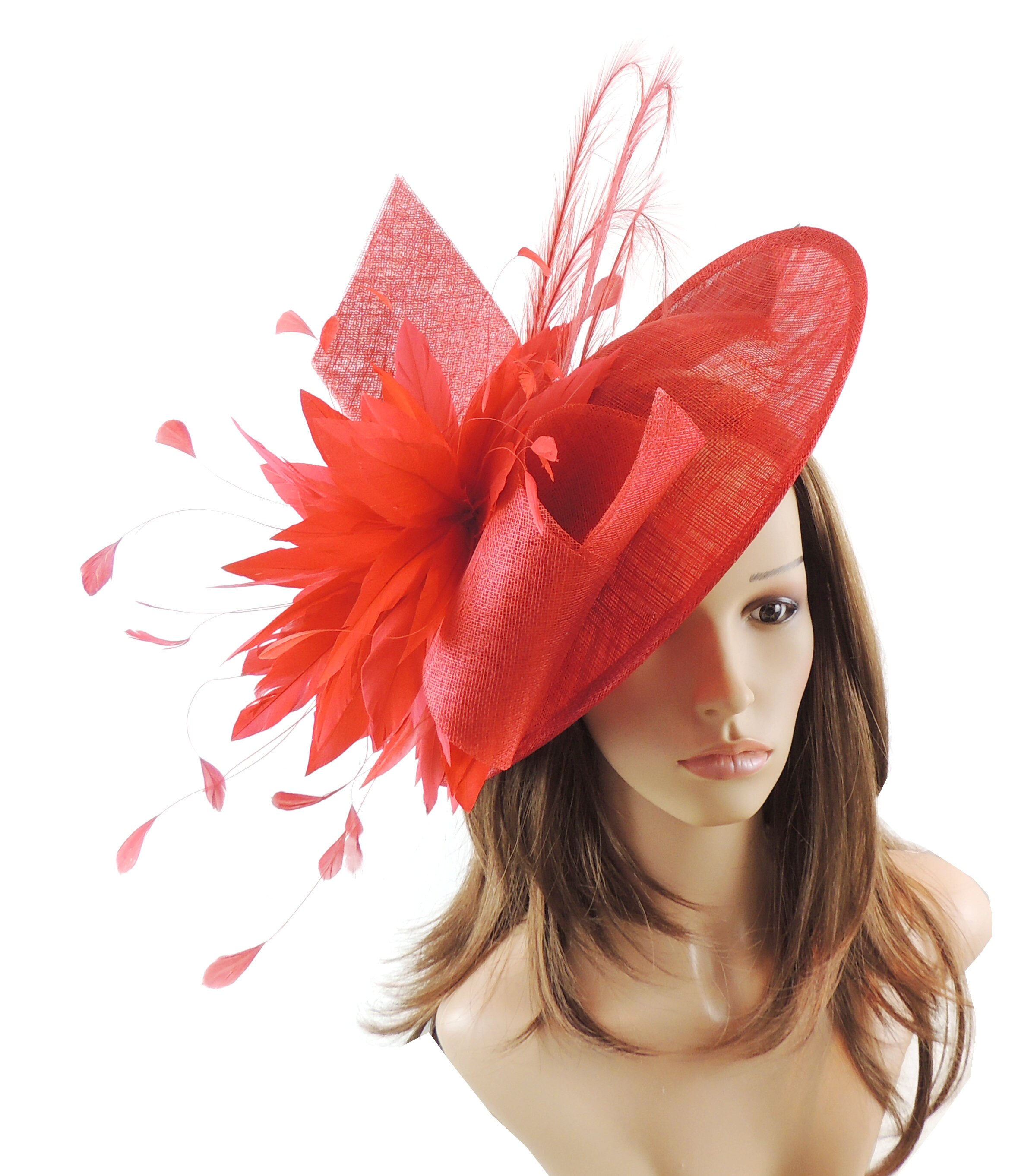 Red Adonis Fascinator Saucer Disc Hat 