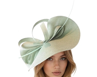 Sage Light Pale Green Statement Fascinator Womans Hat Kentucky Derby Oaks  Ascot Weddings Garden Cocktail Tea Parties Church Hatinator