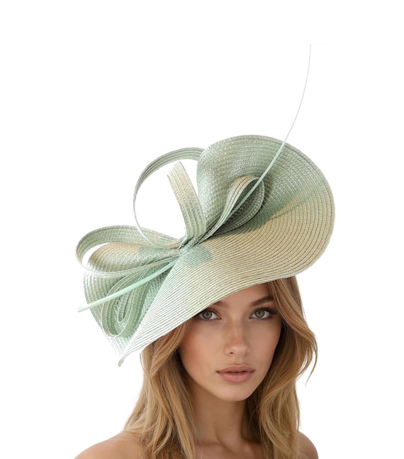 Sage Light Pale Green Statement Fascinator Womans Hat  display picture 1