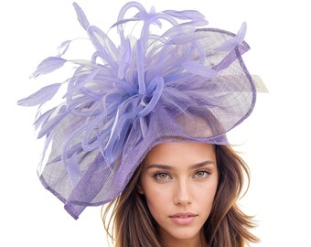 Lila Lavanda Púrpura Claro Kentucky Derby Sombrero Ascot Fascinator Sombrero Diadema Declaración Mujer Bodas Oaks Ascot Ocasiones Formales Hatinator