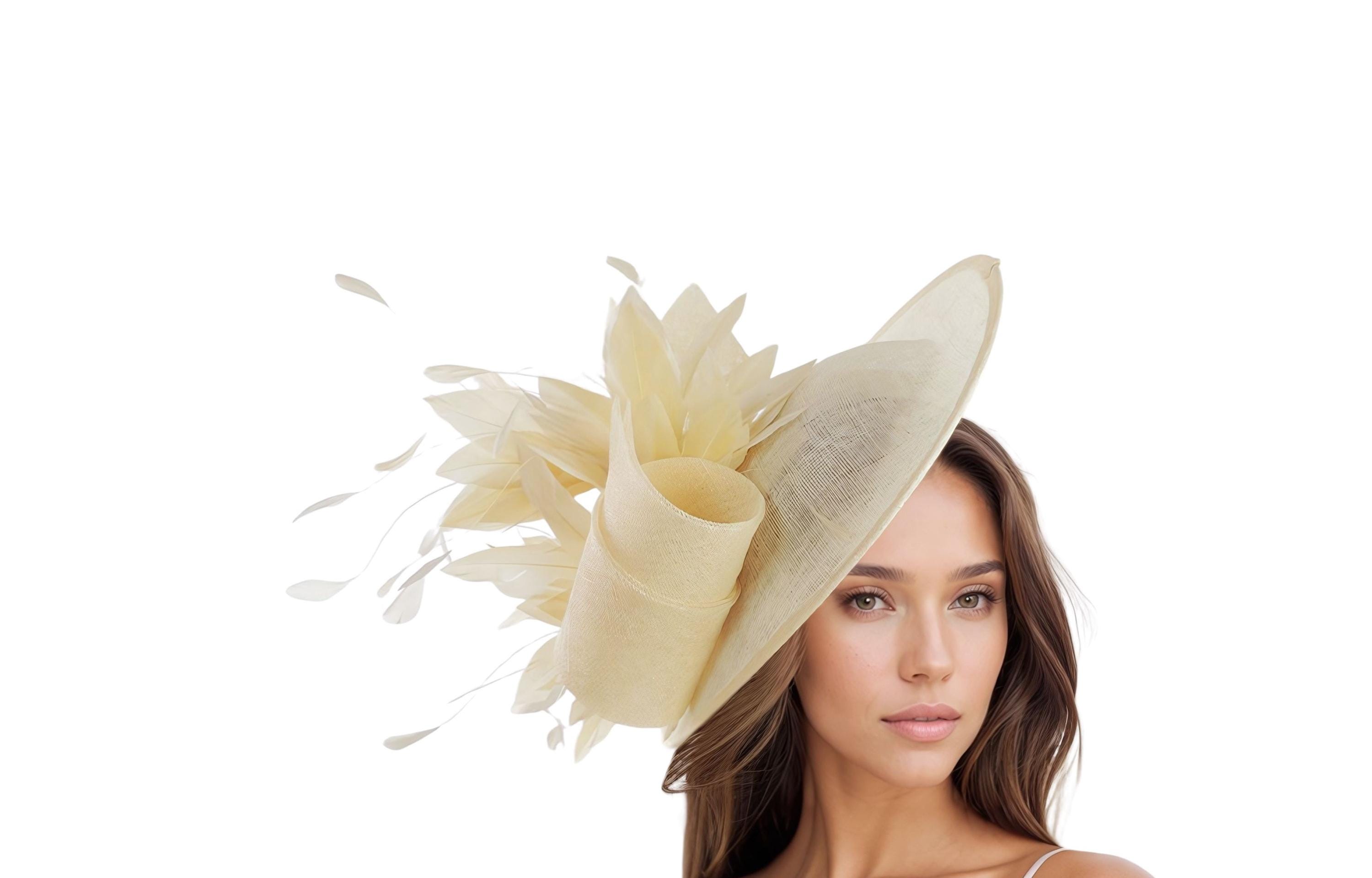 New Kentucky Derby KY Oaks Ivory Cream Fascinator Hat Headwear Tea Church Ascot Elegant Kentucky Derby Hat | The Hat Girls THG9428 main image 2