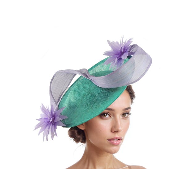 Purple and Green Floral Fascinator, Kentucky Derby Hat Kentucky Derby Fascinator Purple Hat Royal Ascot Rose  main image 3