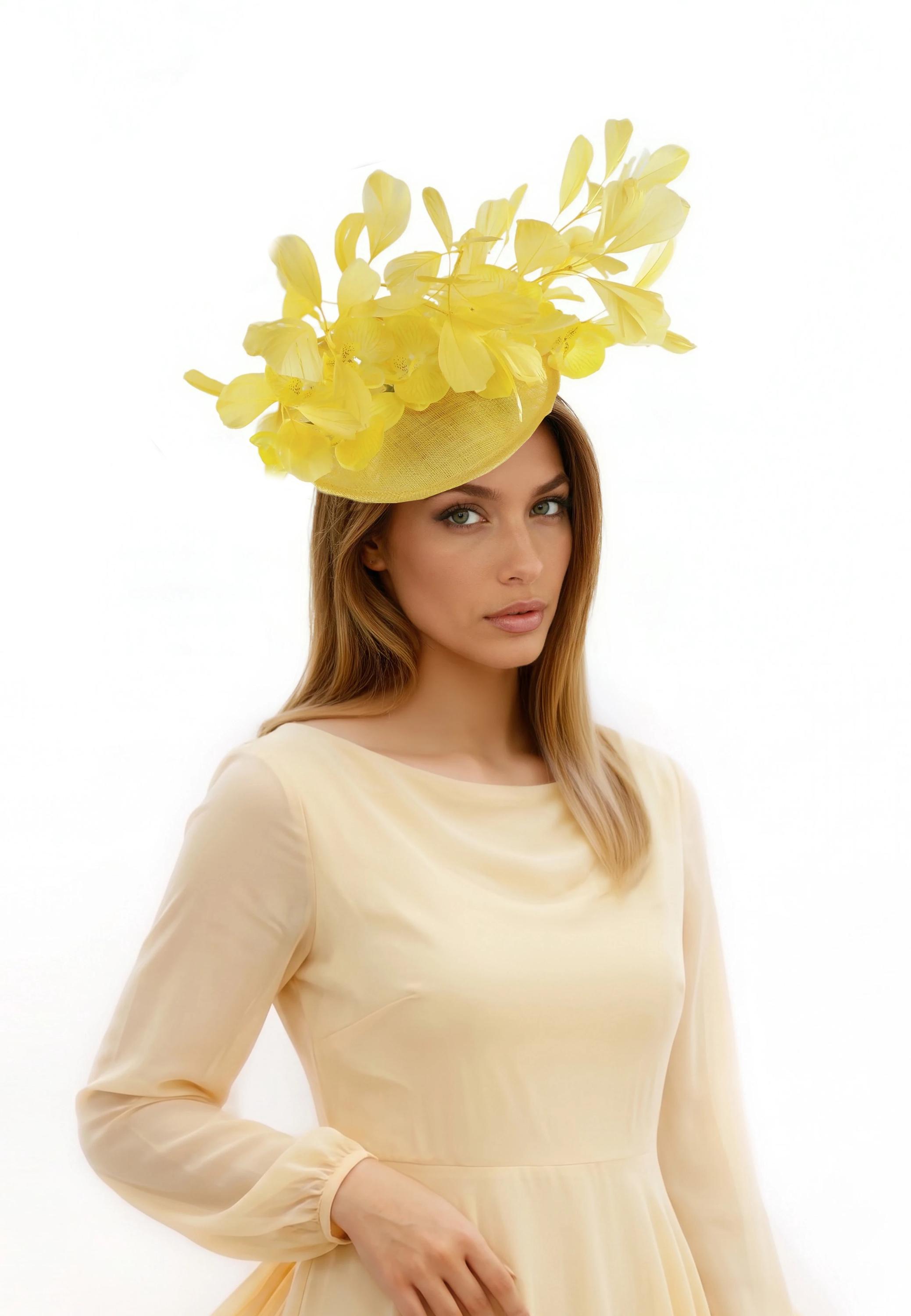 ?Kentucky Derby, Tea Parties Yellow Floral and Butterfly Fascinator Women\'s Hat ✨ Elevate Your Derby Look ✨ Show off your ❤️ for  main image 3