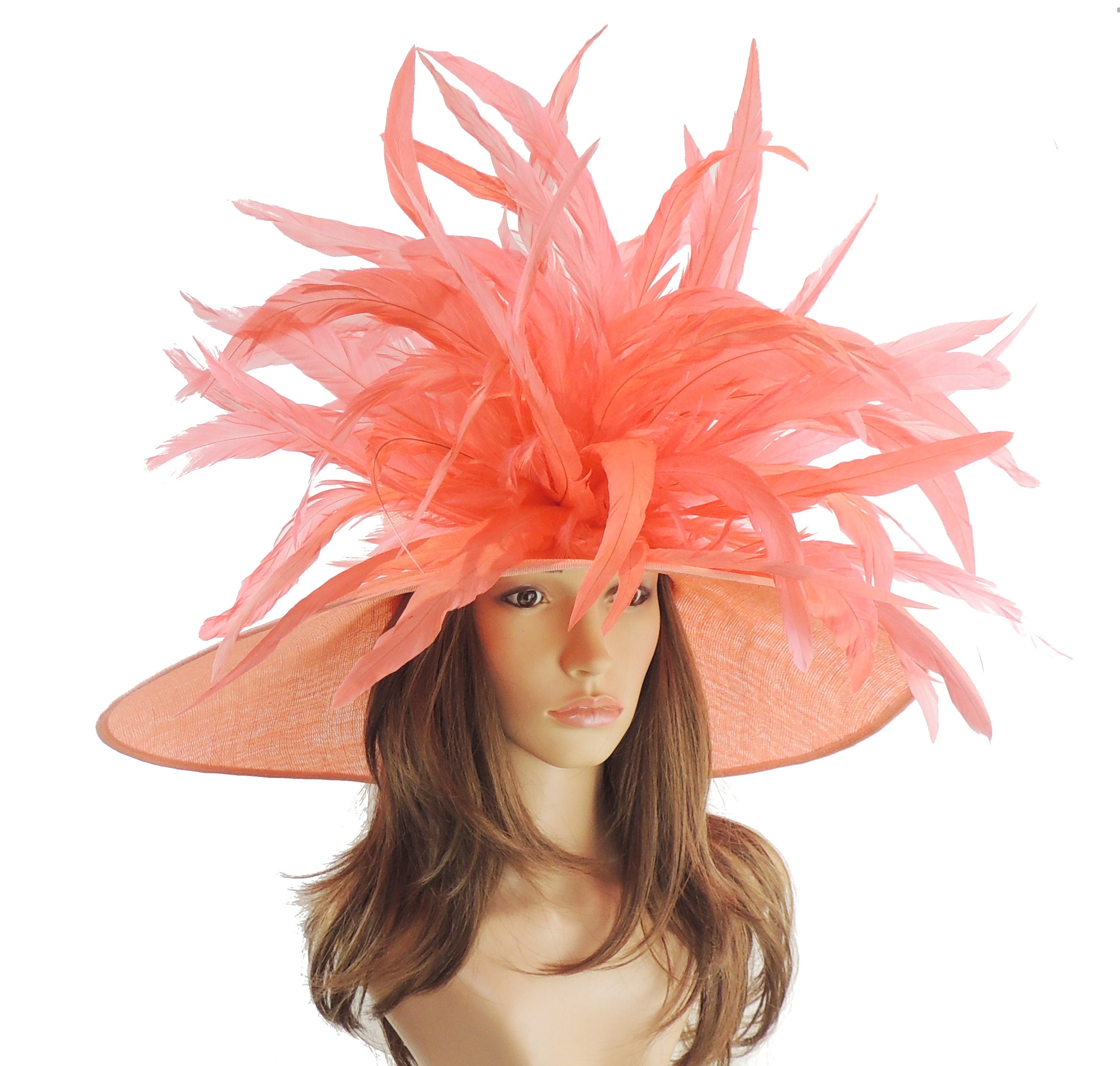 Weddings & Ascot Coral Pink Fascinator Hat for Kentucky Derby Oaks