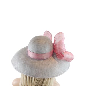 Olive Green Dusty Blush Pink Kentucky Derby Hat Ascot Lunch Church Woman Tea Garden Party Wide Brim Wedding Bow Headwear Elegant Fancy Dark