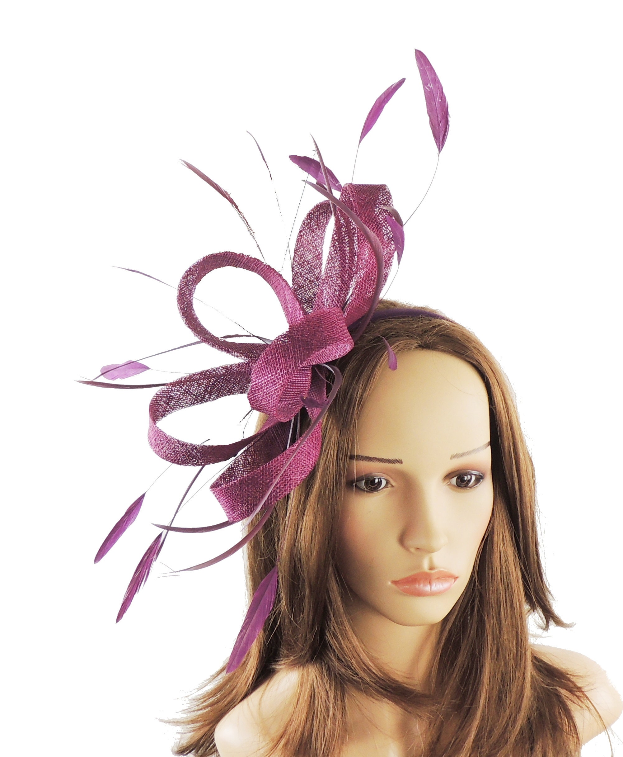 Regan Plum Fascinator Hat for Weddings 