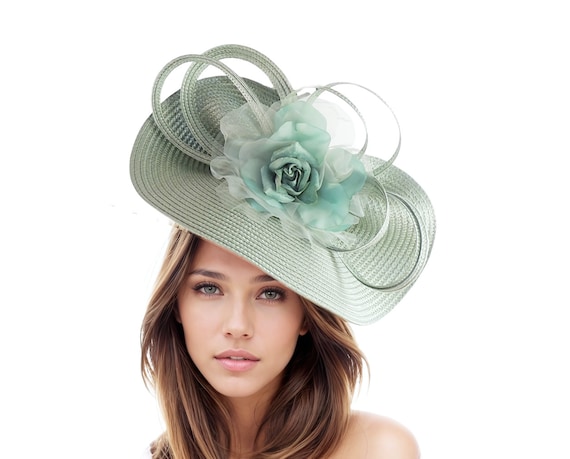 Sage Green Womens Kentucky Derby Royal Ascot Fascinator Hat Mad