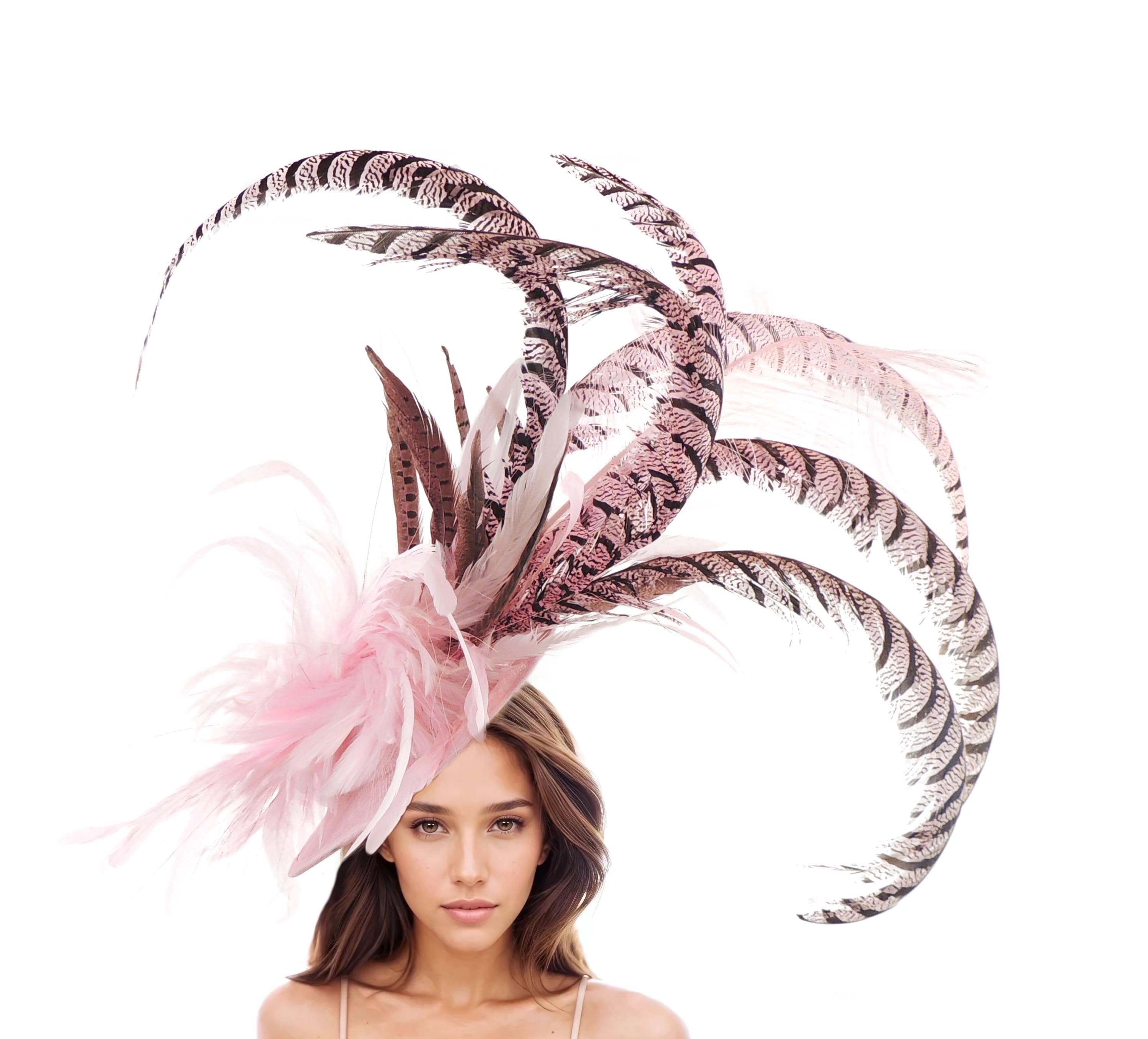 Cream Black Feather Kentucky Derby Fascinator Hat Wedding Cocktail ...