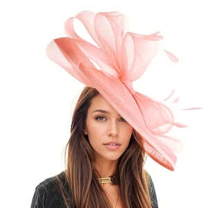 Coral Pink Hatinator Fascinator Royal Ascot Kentucky Derby Melburne Cup Weddings Cocktail Tea Party Ladies Day Headpiece Headwear Hat SALE