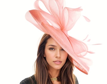 Coral Pink Hatinator Fascinator Royal Ascot Kentucky Derby Melburne Cup Dubai Weddings Cocktail Tea Party Ladies Day Headpiece Headwear Hat