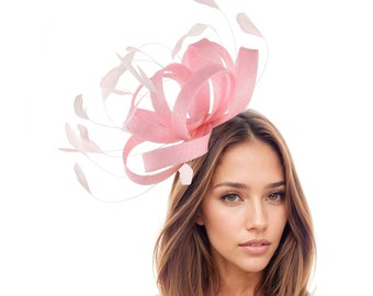 Candy Sugar Baby Pink Feather Kentucky Derby Hats Royal Ascot Church Ladies Race Tea Garden Party Wedding Formal Occasion Woman Statement