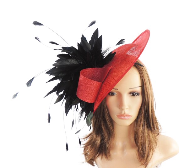 Black Red Adonis Fascinator Saucer Disc 