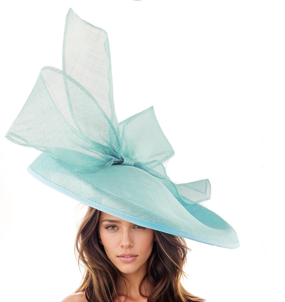 Teal Bow Headband Turquoise Red Bow Fascinator – Derby, Wedding, Party Statement m_68f169fa4a072bf38c28afb3.jpg main image 3
