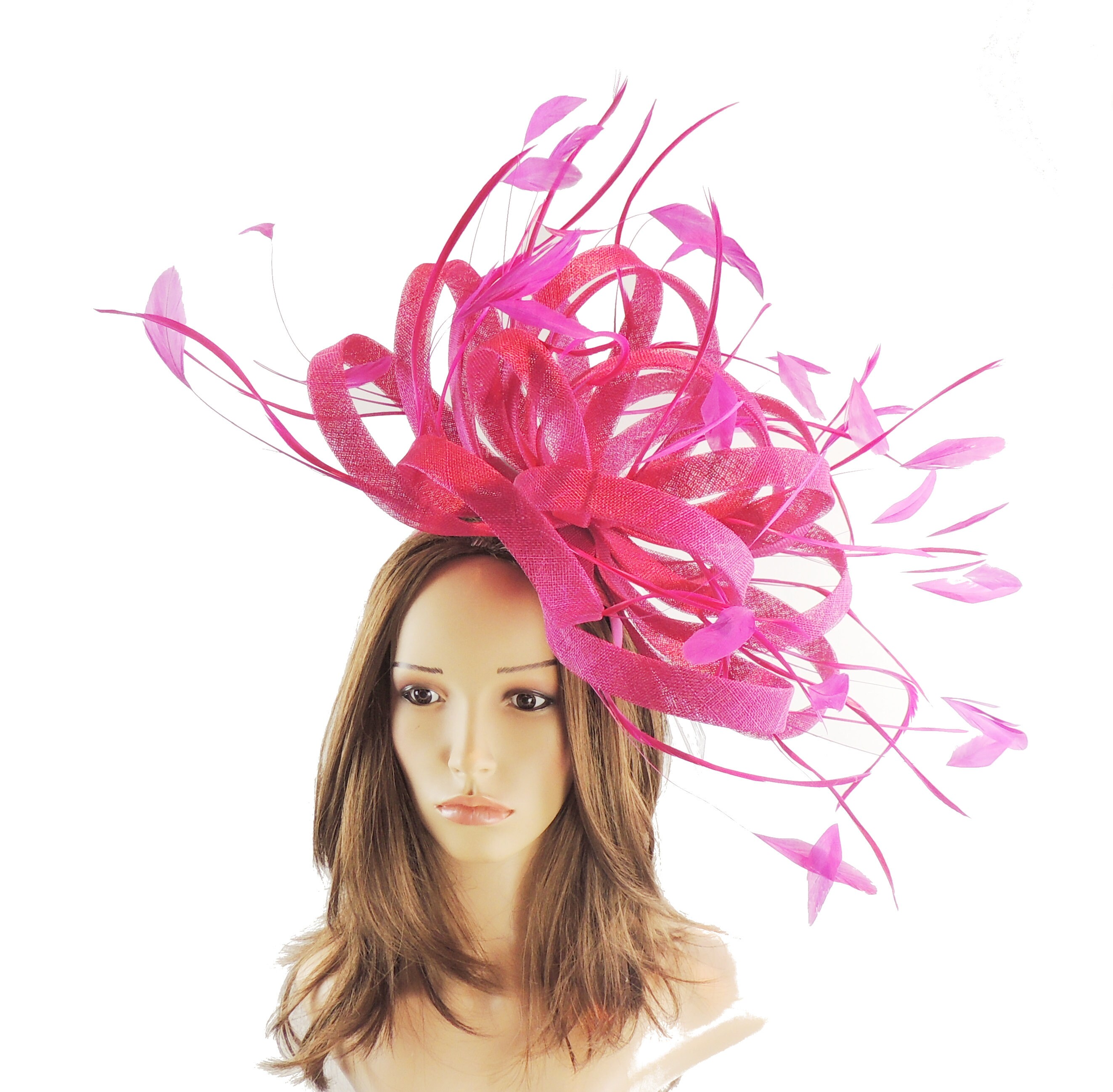 Ostrich Cerise Magenta Pink Fascinator 