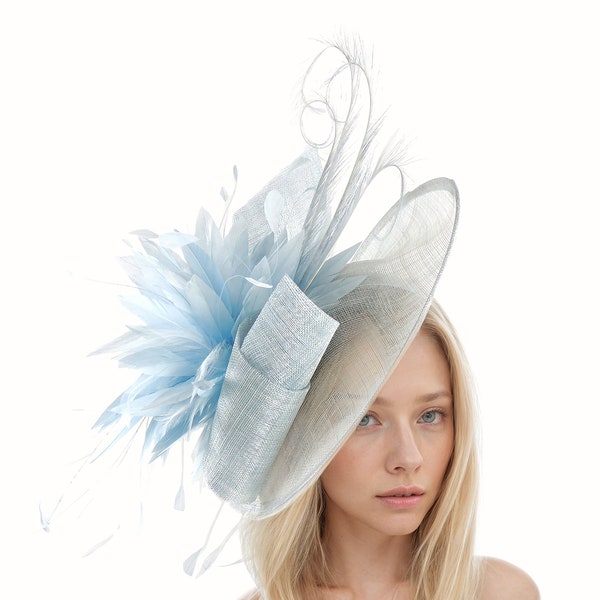 Baby Blue Statement Hatinator Womens Kentucky Derby Hats Wedding Royal Ascot Fascinator Headband Church Cocktail Tea Party Headwear