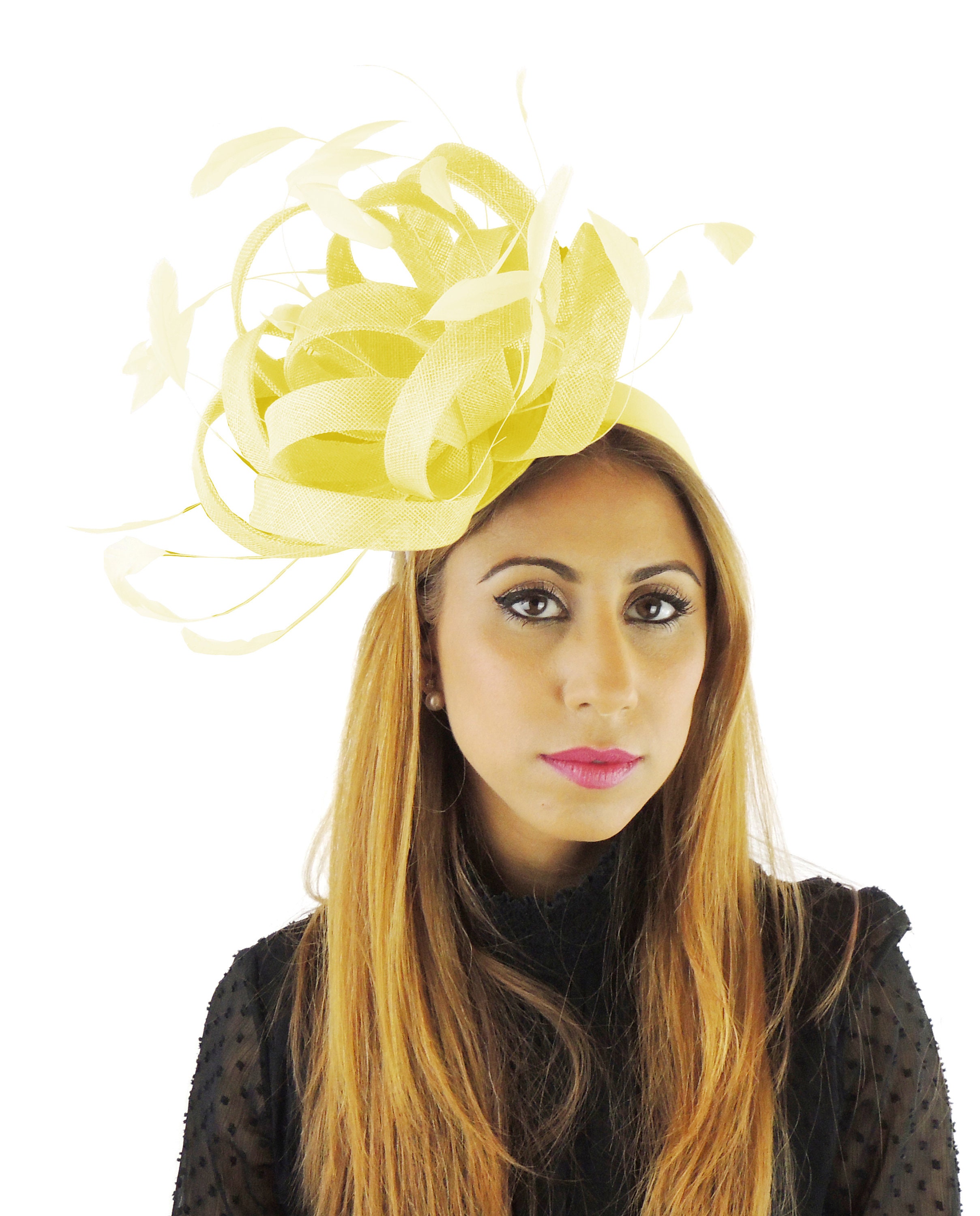Fireball Lemon Yellow Fascinator Hat 