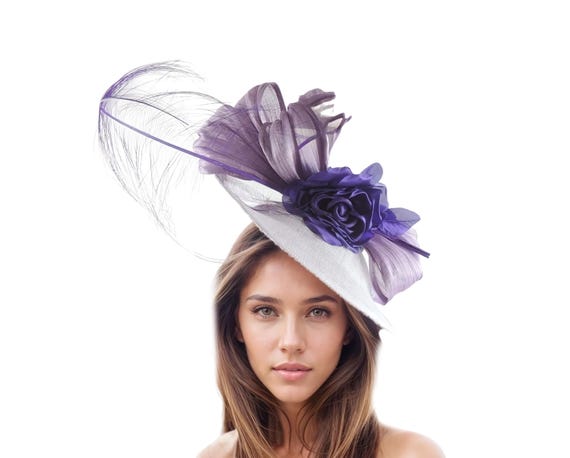 Elegant Lavender Fascinator Kentucky Derby Hat Church Tea Formal Ocassion Hat Purple Feather Kentucky Derby Fascinator Hat Wedding  main image 3