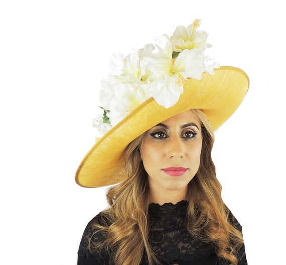 Gold \u0026 Cream Formal Ascot Hat for 