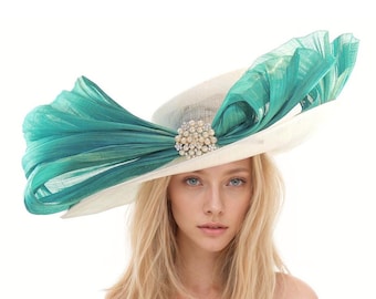 White Jade Green Feather Royal Ascot Kentucky Derby Oaks Dubai Melburne Formal Hat Headpiece Couture Wedding Party Headwear Races Ladies Day