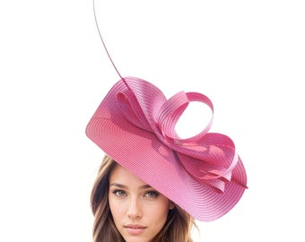Hot Pink Kentucky Derby Fascinator,Hot Pink Derby Hat,Pink Ascot Fascinator,Pink Hat for Woman,Pink Wedding Fascinator,Pink Tea Party Hat