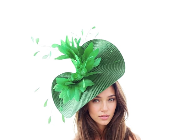 Emerald Kelly Green Saucer Disc Kentucky Derby Fascinator  display picture 1
