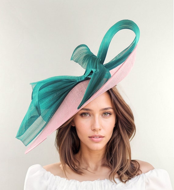 Hot Pink Jade Green Kentucky Derby Fascinator Hat Statement  display picture 1
