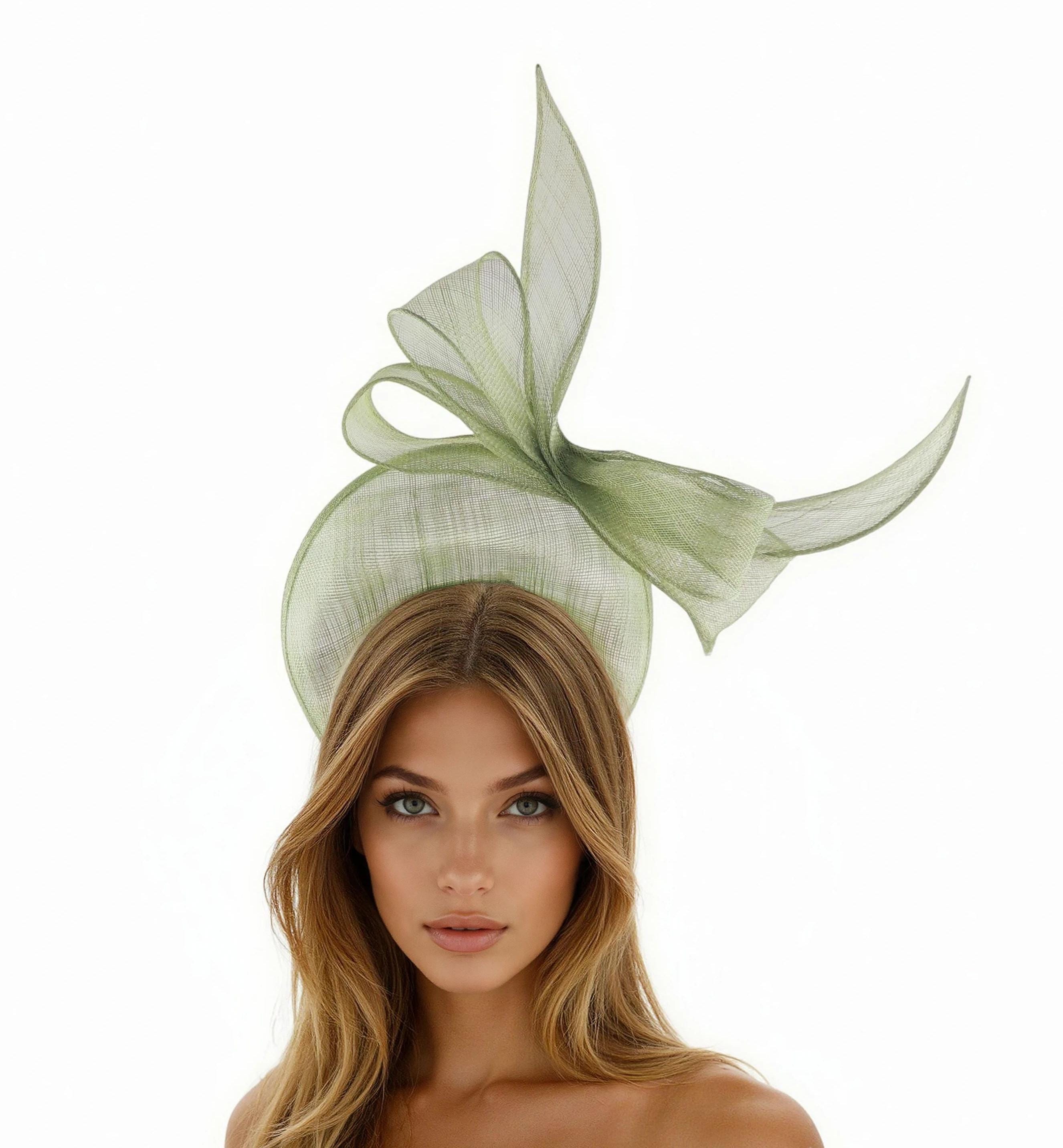 Sage Green Kentucky Derby Fascinator Hat, Green Headband Halo Crown ...