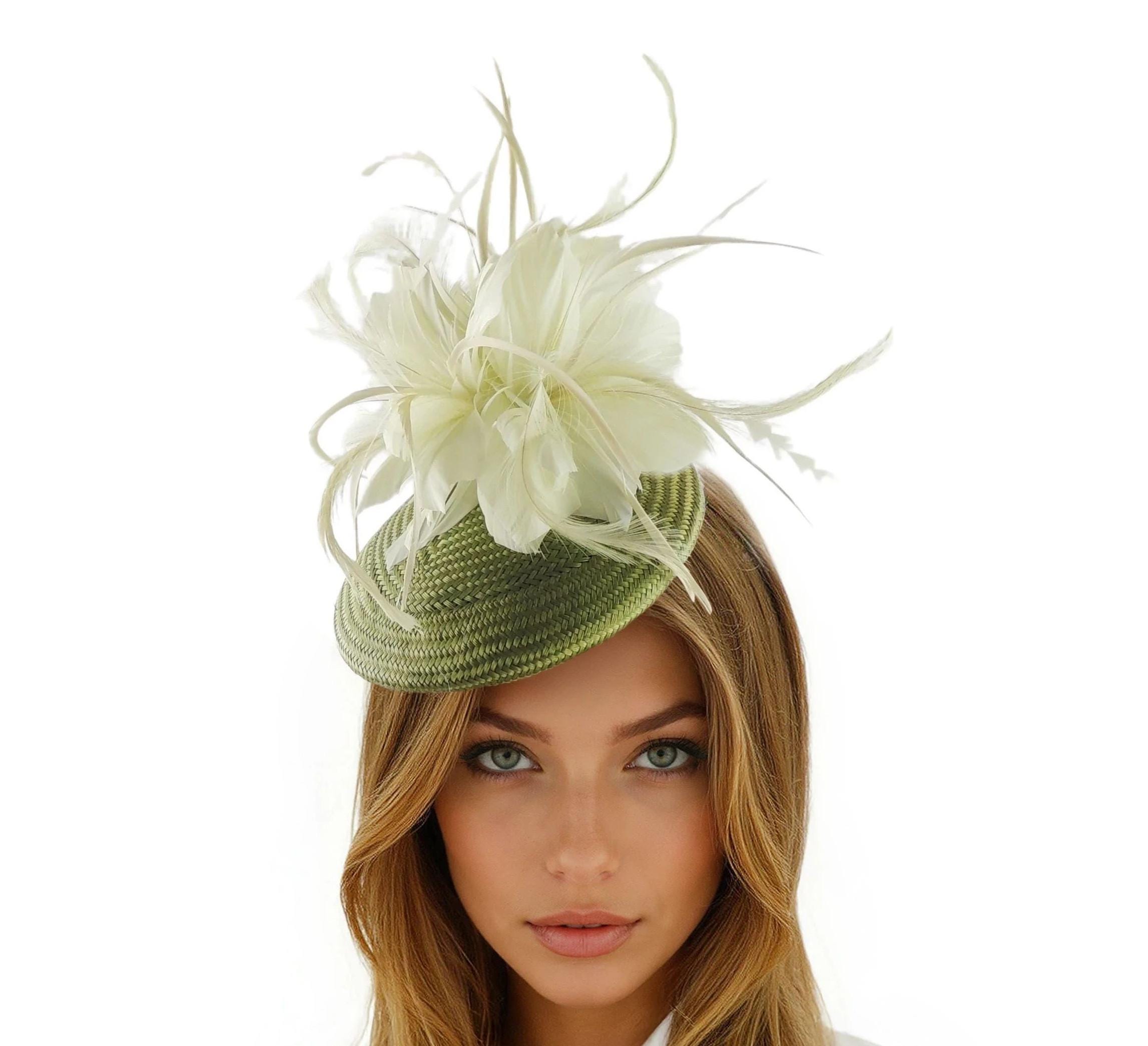 Olive Sage Green Kentucky Derby Fascinator Hat Wedding Tea  display picture 3