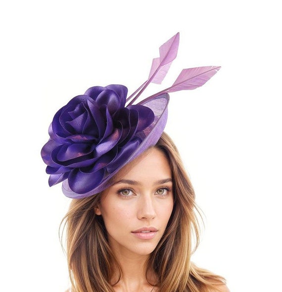 Purple Lilac Womens Kentucky Derby Fascinator Hat Wedding  display picture 1