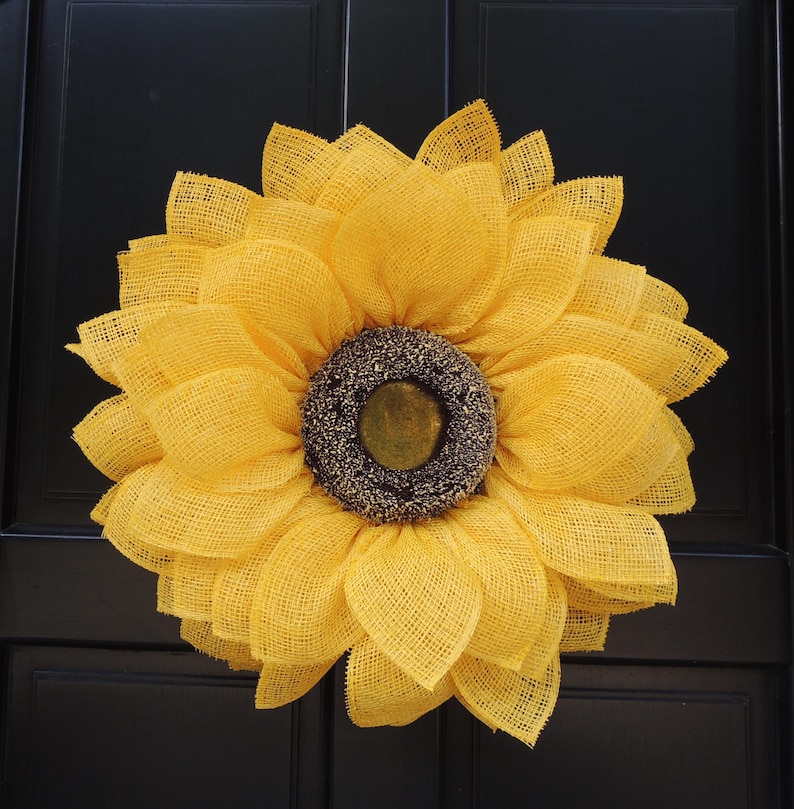 Yellow Sunflower Front Door Wreath Outdoor Summer Fall Decor Flower ...