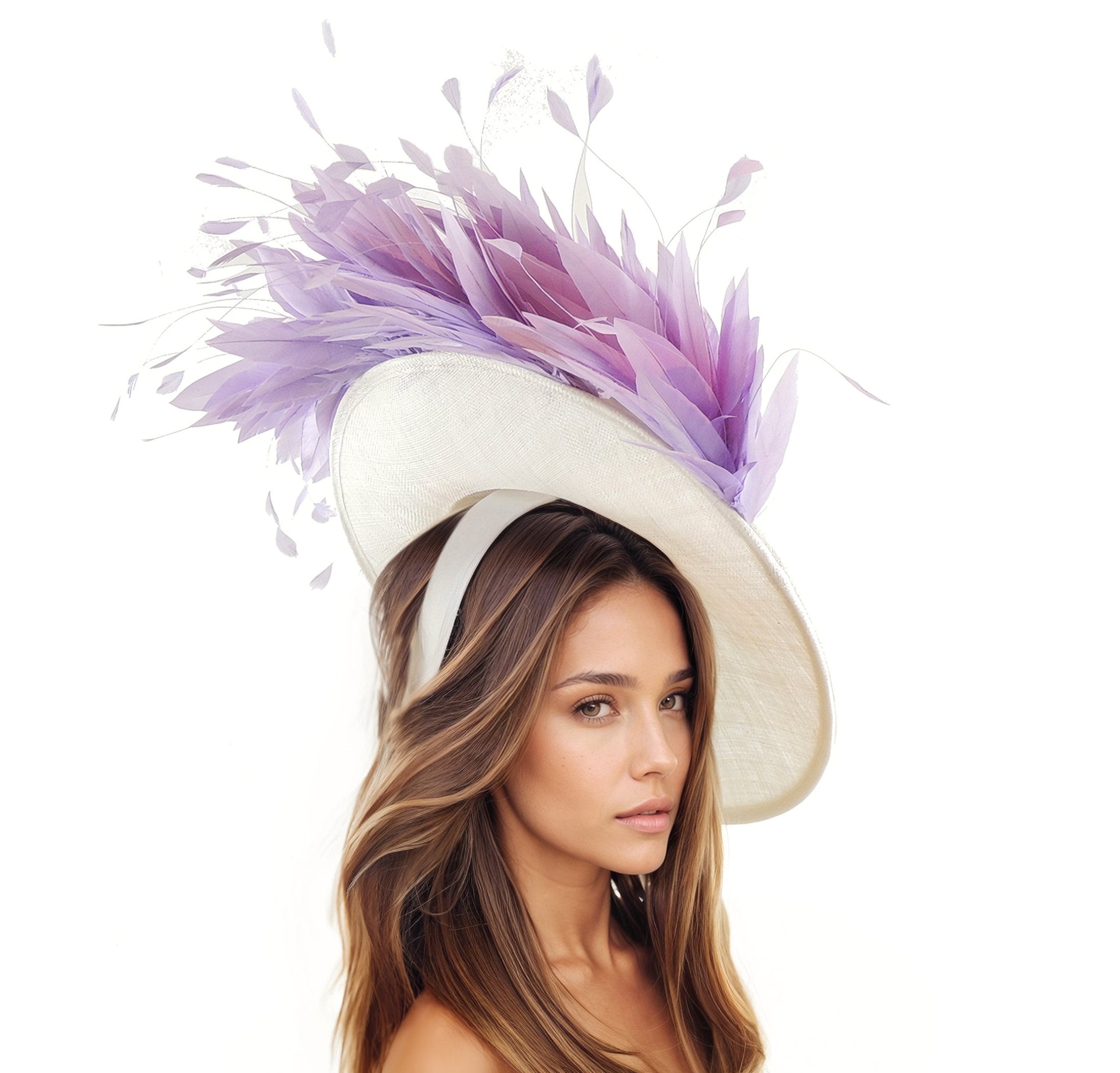 Lavender Fascinator Hats for Women,white Kentucky Derby Hat  display picture 2