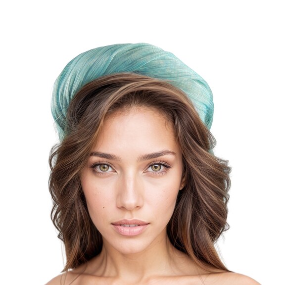 Aqua blue, feather fascinator Hair piece for Derby, Church, Parties (017) Aqua Blue Fascinator, Aqua Blue Fascinator Hat Wedding Ascot  main image 2