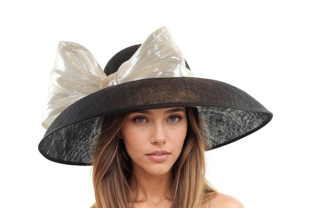 Extra Großer Hut Schwarz Royal Ascot Hut Kentucky Derby Hut