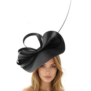 Black Noir Statement Fascinator Womans Hat Kentucky Derby Oaks  Ascot Weddings Garden Cocktail Tea Parties Church Hatinator