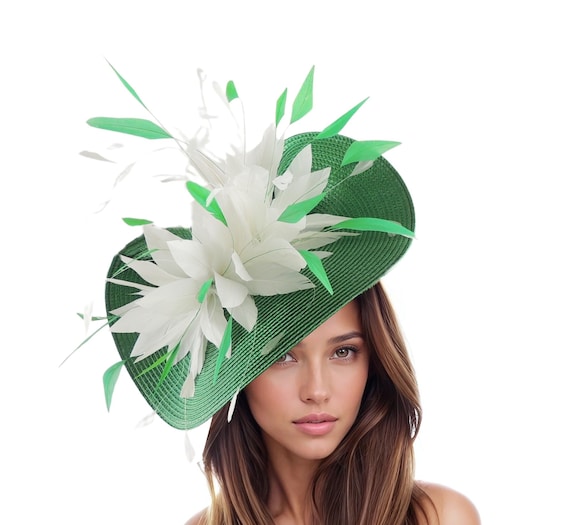 Kentucky Derby Hat Ascot Fascinator Emerald Kelly Green  display picture 1