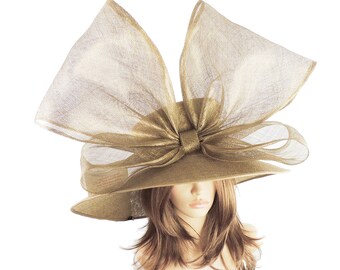 Metallic Gold Hat for Kentucky Derby, Weddings SALE