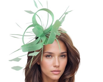 Mint Sage Green Womens Kentucky Derby Royal Ascot Fascinator Hat Garden Tea Party Wedding Headband Cocktail Statement Headpiece Races