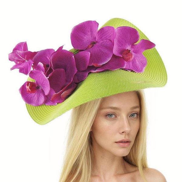 Vert lime Cerise rose dames Ascot fascinateur bandeau femmes Kentucky Derby chapeaux plumes coiffe femme chapeaux occasion royale mariage