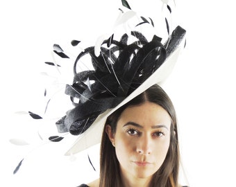 Elloise Black Cream Fascinator Hat 